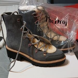 The Drop Women's Lace-Up Gray Boots